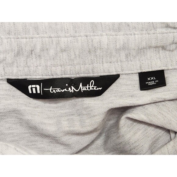 Travis Mathew Polo Shirt Men's 2XL Gray Short Sleeve Golf Stretch Performance - Picture 4 of 7